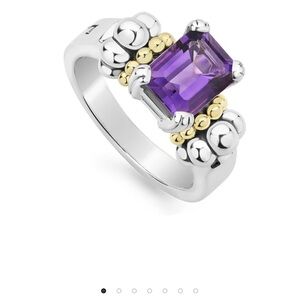 LAGOS Small Emerald-Cut Glacier Amethyst Ring Sz 6 NWT Retail $650